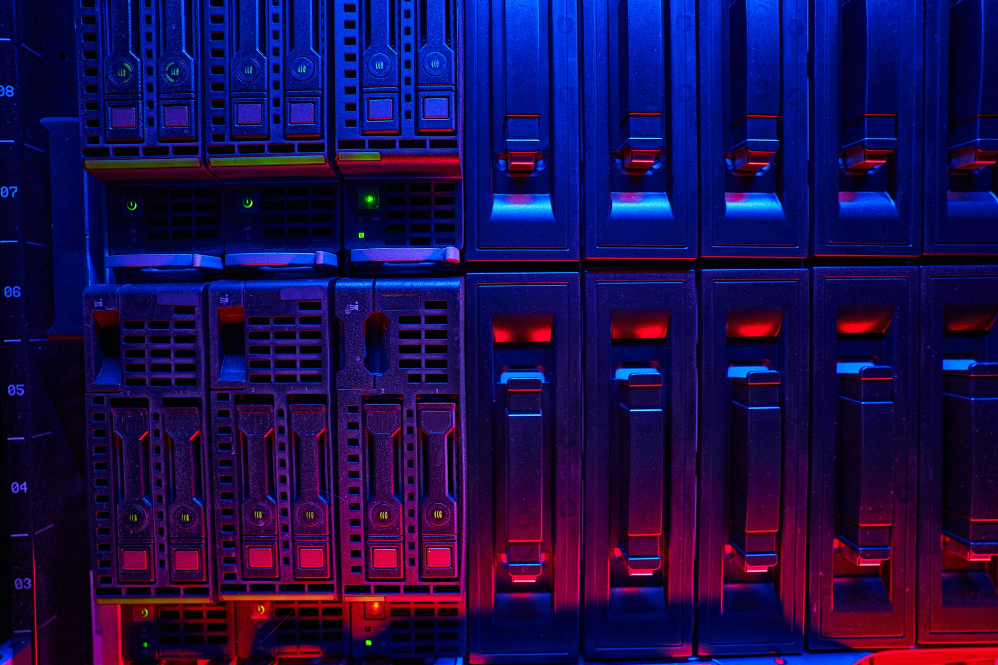 Modern high tech telecommunications operational super computer in server room